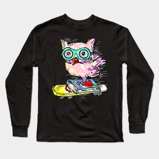 Owl with Skateboard Long Sleeve T-Shirt